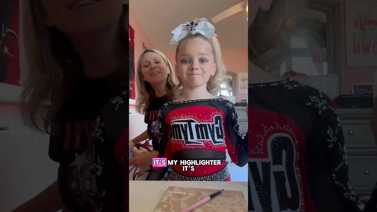 She tried to steal my highlighter AGAIN!?🤣😜 #grwm #makeup #cheer