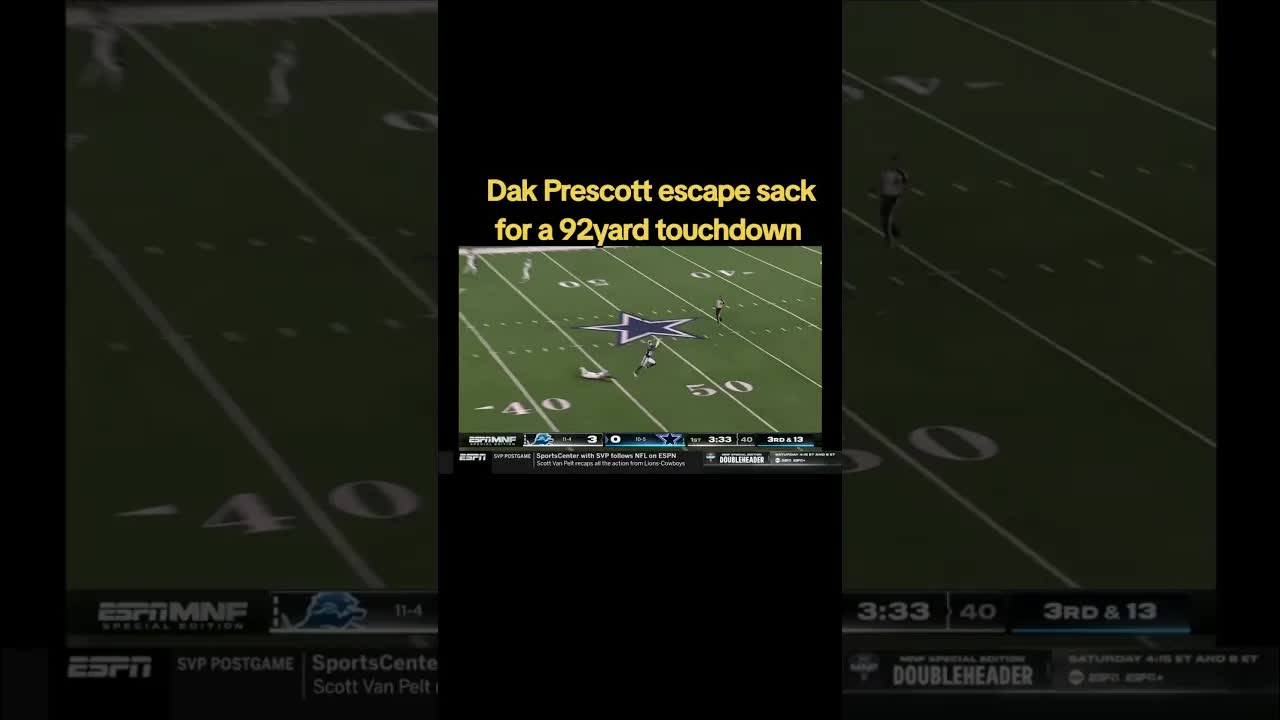 #Cowboys Dak Prescott escapes a sack for a 92-yard touchdown!!!!