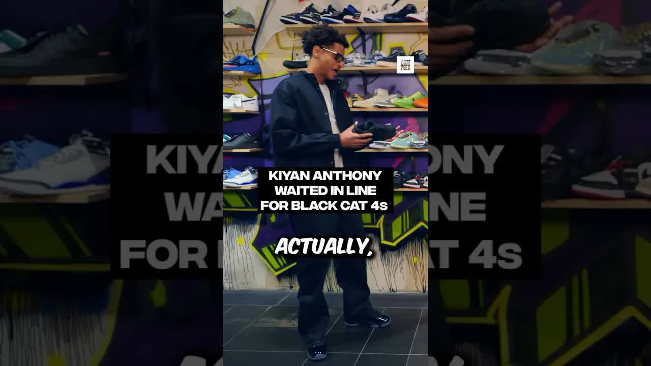 Kiyan Anthony waited in line for Black Cat 4s #SneakerShopping