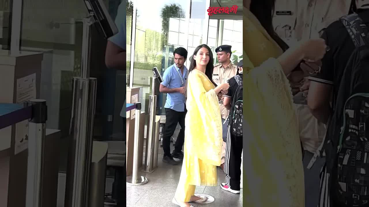 Nora Fatehi in Yellow Suit at airport#grehlakshmi #norafatehi #shorts  #noradance