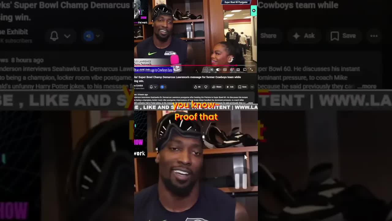 Lawrence Dodges Cowboys Question, Celebrates Seahawks Victory! #shorts