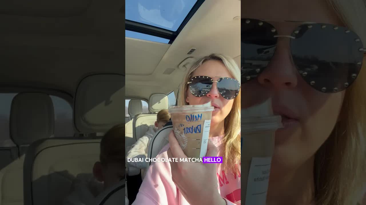 Try the Dubai chocolate matcha and chocolate pistachio loaf with us from Starbucks!! #starbucks