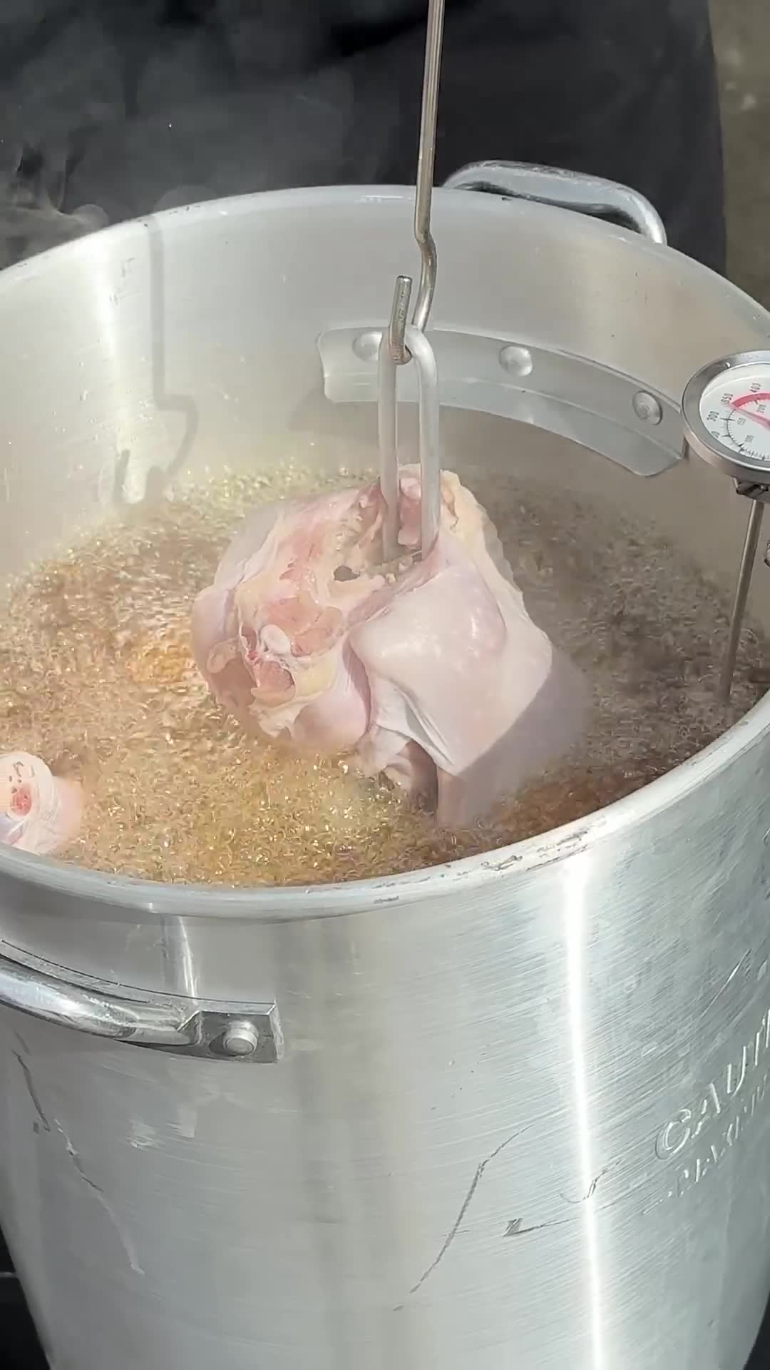 Whole turkey deep fried in bacon grease