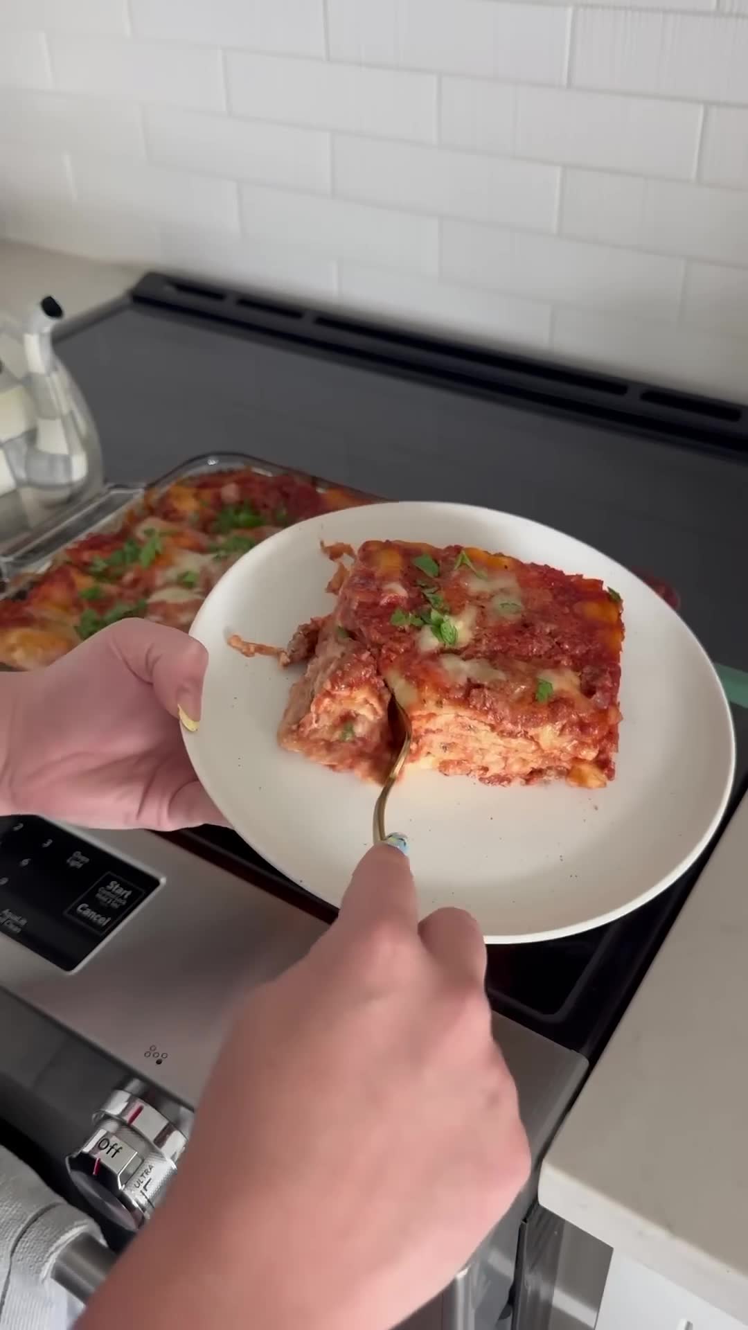 Complete lasagna made from scratch including fresh pasta sheets